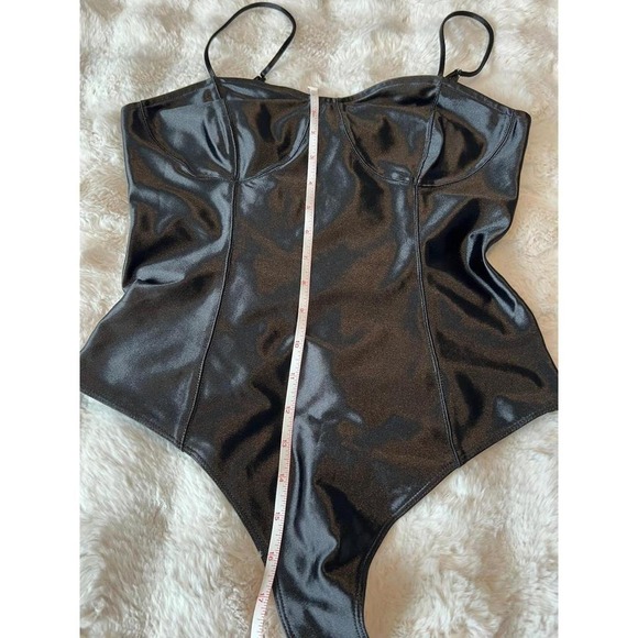 Black H&M corset‎ bodysuit adjustable straps Black Satin Size S - Picture 2 of 8